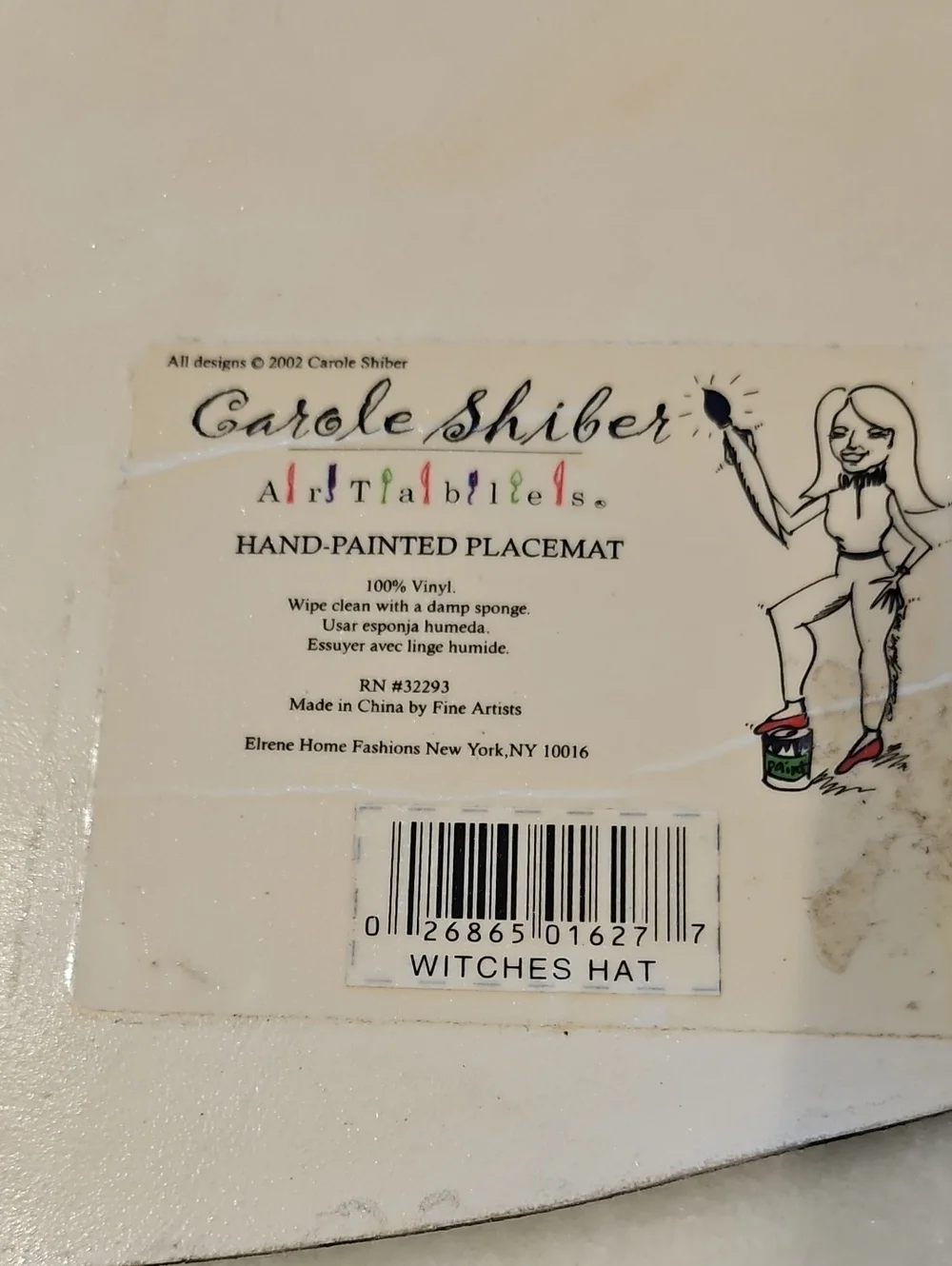 Vintage Carole Shiber Witch Hat Hand Painted Placemats